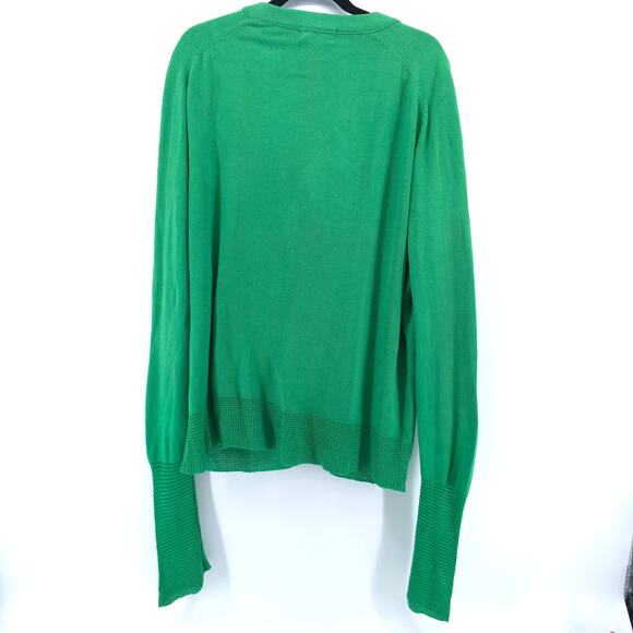 LaMode Du Golf Active Sportswear Vintage Kelly Green VNeck Sweater Cardi PocketL - Picture 7 of 11